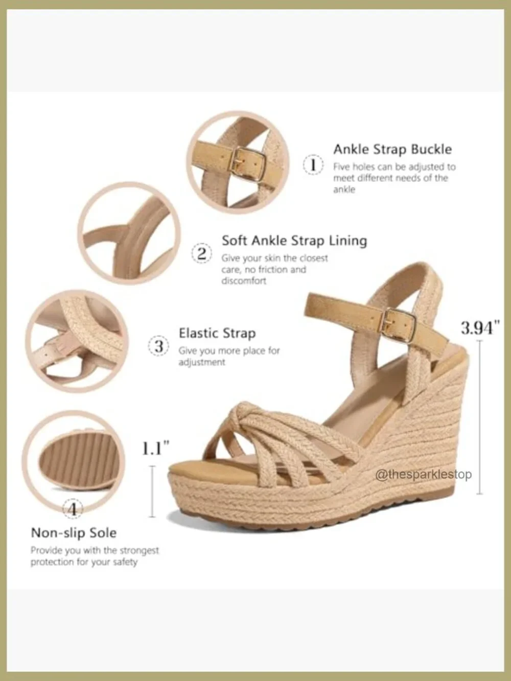 Wedge Platform Sandals with Ankle Strap Espadrilles